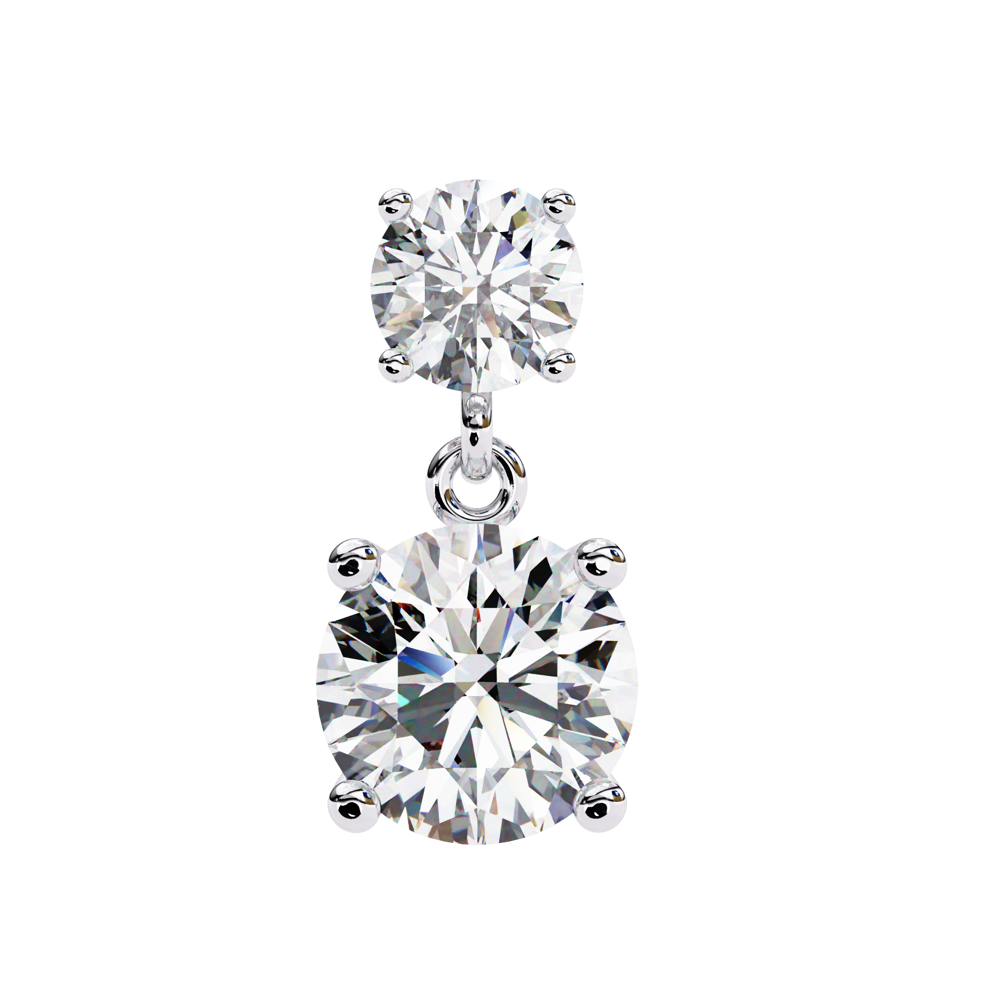 Solitairekart 3.73ct Dangling Double Round Solitaire Natural Diamond Stud Earrings-H Color, VS1 Clarity
